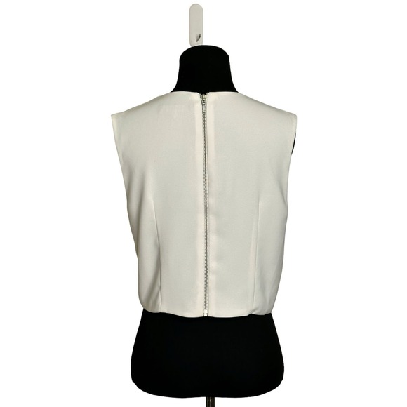 Sheike cream gray flower print sleeveless pleated dress blouse size 8 - Picture 2 of 11